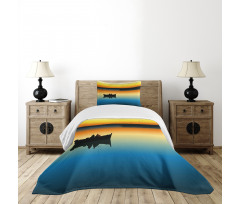 Sunset at Lake Fishing Bedspread Set