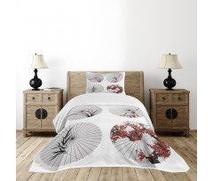 Floral Art on Umbrella Bedspread Set