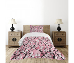 Sakura Tree Umbrellas Bedspread Set