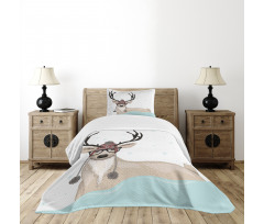 Hipster Deer with Glasses Bedspread Set