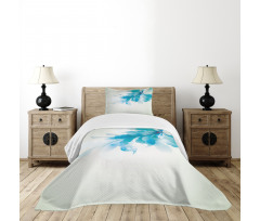 Blue Ombre Flowers Bedspread Set