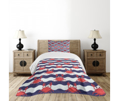 Crabs on Striped Bedspread Set