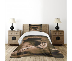 Wild Cowboy Hat Wooden Bedspread Set