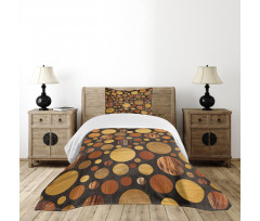 Brown Abstract Circles Bedspread Set