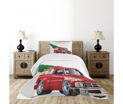 Red Farm Truck Bedspread Set