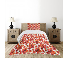Red Poppy Flowers Bedspread Set