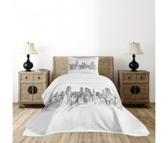 Sketchy NYC Cityscape Bedspread Set