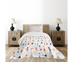 Colored Cats Friends Bedspread Set