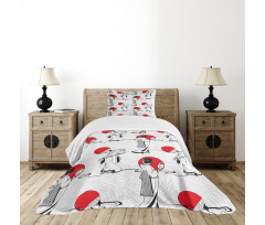 Modern Japanese Bedspread Set