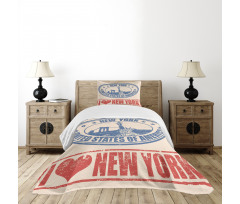 Love NYC in Red Blue Bedspread Set