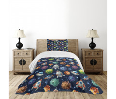 Futuristic Science Ufo Bedspread Set