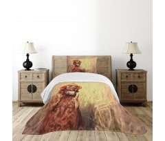 Dog Wearing Hat Glasses Bedspread Set