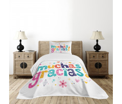 Spanish Thanks Words Bedspread Set