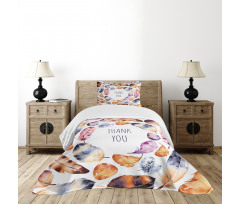 Bird Feathers Thank You Bedspread Set