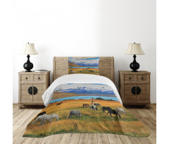 Farm Horse in Mountain Bedspread Set