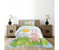 Rabbit in Garden Bedspread Set