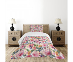 Shabby Plant Rose Floral Bedspread Set