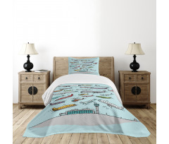 Airplanes Helicopters Bedspread Set