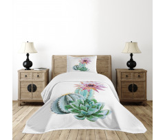 Cactus Flower and Spike Bedspread Set