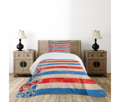 Patriotic Grunge Look Bedspread Set