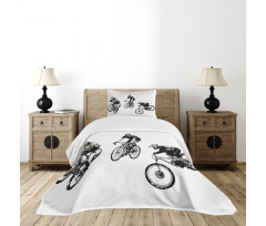 Sketch Cyclists Bedspread Set