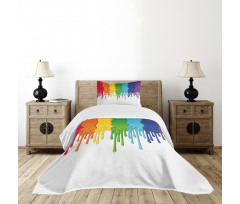 Rainbow Colored Paint Bedspread Set