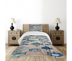 Vintage Seafood Composition Bedspread Set