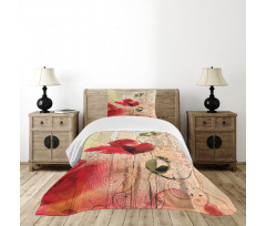 Retro Floral Design Bedspread Set