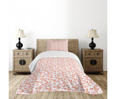 Leaves Florets Petals Bedspread Set