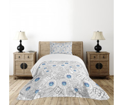 Flowers with Blue Dots Bedspread Set