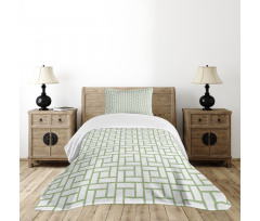 Maze Shaped Squares Lines Bedspread Set