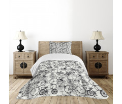 Vintage Retro Bicycle Bedspread Set