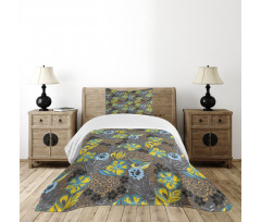 Flowers Circled Detail Bedspread Set