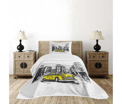 Cab in New York City Bedspread Set