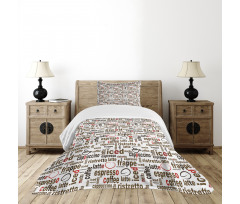 Coffee Words Cafe Shop Bedspread Set