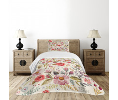 Abstract Flowers Roses Bedspread Set