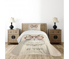 Cat with Retro Glasses Bedspread Set