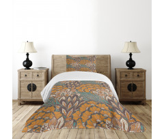 Flowers and Peacock Bedspread Set