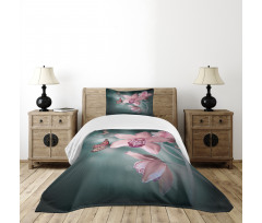 Orchid Flower Butterfly Bedspread Set