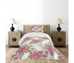 Dog Rose Garden Floral Bedspread Set