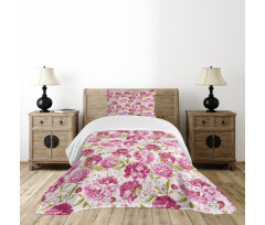 Peonies and Leaf Floral Bedspread Set