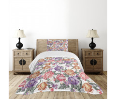 Retro Flowers and Curls Bedspread Set