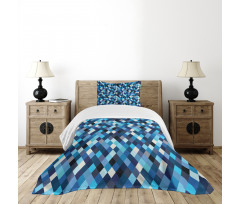 Blue Toned Hexagons Bedspread Set