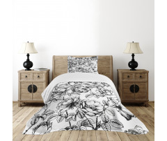 Hand Drawn Rose Petals Bedspread Set