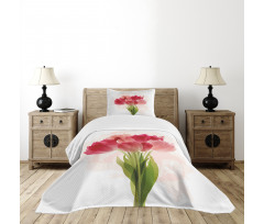 Watercolor Tulip Bouquet Bedspread Set