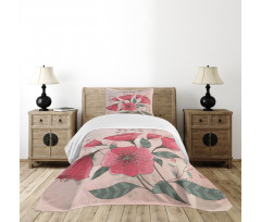 Pink Romantic Flowers Bedspread Set