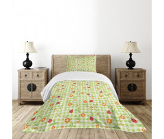 Ladybugs Flowers Leaves Bedspread Set