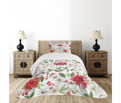 Christmas Flowers Buds Bedspread Set