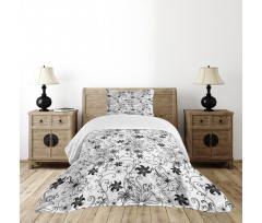 Leaves Twirls Swirls Bud Bedspread Set