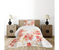 Vibrant Sakura Flowers Bedspread Set